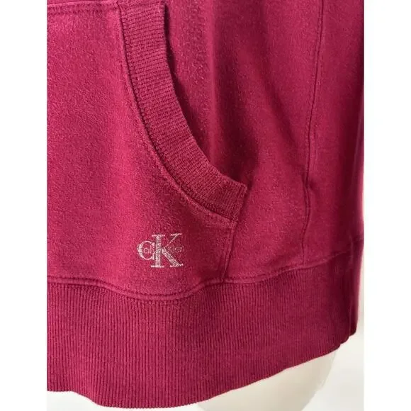 Women's Calvin Klein Lightweight Maroon Hoodie Sz S - Picture 2 of 14